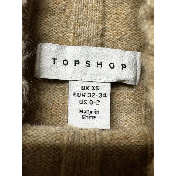 TOPSHOP Boxy Ribbed Funnel Neck Dolman Sleeve Sweater Dress, Mushroom, Sz 0-2 - Picture 14 of 15